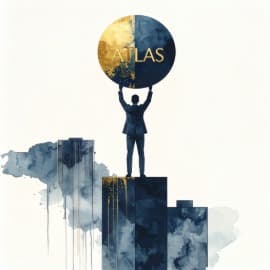 A single figure balancing a precarious structure — the key person holding everything up